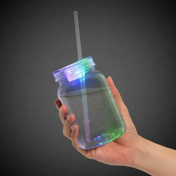 Multi Color LED 20oz Mason Jar with Straw - Multi Color LED 20oz Mason Jar with Straw - Image 3 of 5