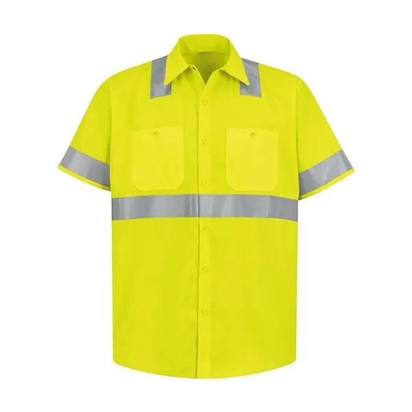Red Kap Men's High Visibility Safety Short Sleeve Work Shirt - Red Kap Men's High Visibility Safety Short Sleeve Work Shirt - Image 3 of 8