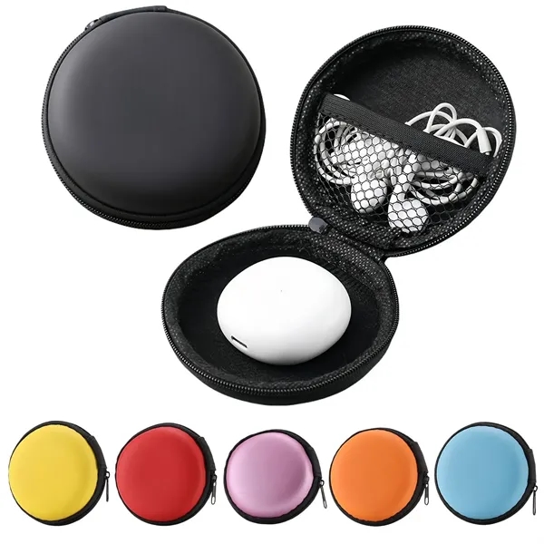 Round case Earphones Sturdy Carry Zipper  Portable Storage - Round case Earphones Sturdy Carry Zipper  Portable Storage - Image 0 of 4