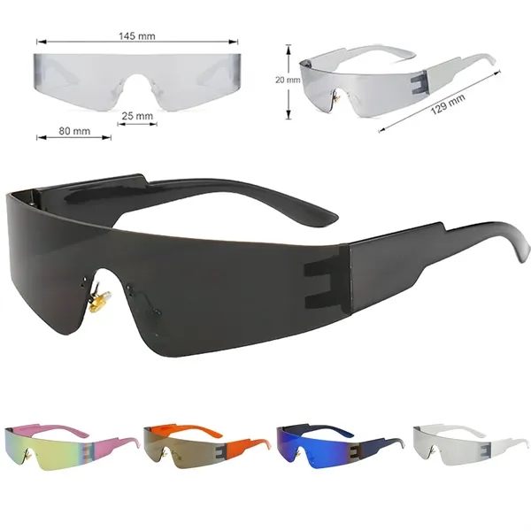 Flat Mirrored  Rimless Sunglasses with Sports - Flat Mirrored  Rimless Sunglasses with Sports - Image 0 of 4
