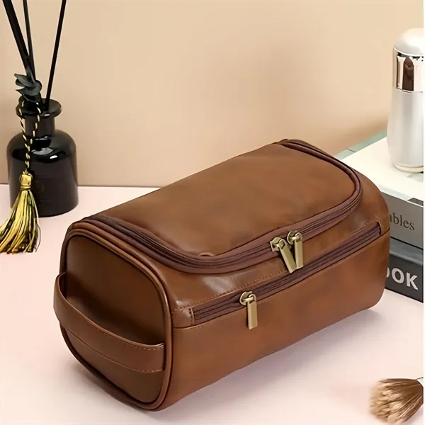 Waterproof cosmetic bag storage travel pu leather toiletry - Waterproof cosmetic bag storage travel pu leather toiletry - Image 2 of 4