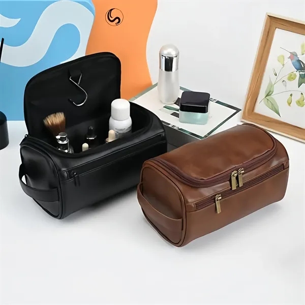 Waterproof cosmetic bag storage travel pu leather toiletry - Waterproof cosmetic bag storage travel pu leather toiletry - Image 3 of 4