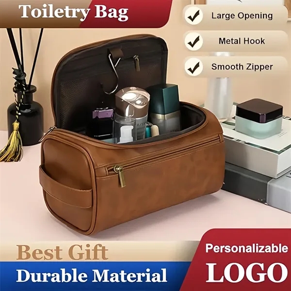 Waterproof cosmetic bag storage travel pu leather toiletry - Waterproof cosmetic bag storage travel pu leather toiletry - Image 4 of 4