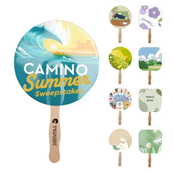 Paper Hand Fan W/ 2 Side Full Color Print