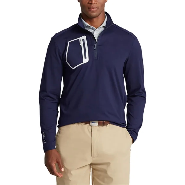 Brushed Back Tech Jersey  1/4 Zip With Reflective Pocket - Brushed Back Tech Jersey  1/4 Zip With Reflective Pocket - Image 1 of 5