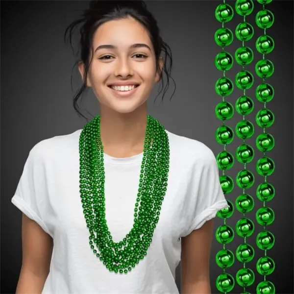Metallic Green Mardi Gras Beads - Metallic Green Mardi Gras Beads - Image 0 of 2