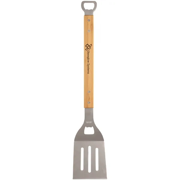 19 1/4" Bamboo BBQ Spatula w/ Bottle Opener - 19 1/4" Bamboo BBQ Spatula w/ Bottle Opener - Image 0 of 1