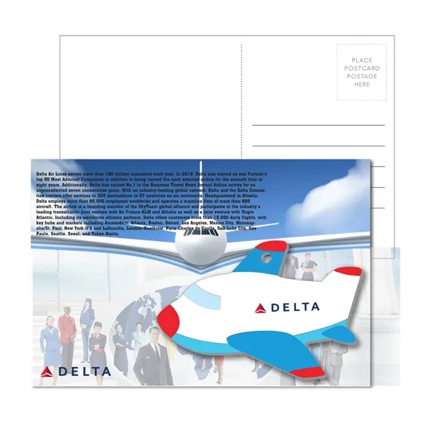 Post Card With Full-Color Blue Plane Luggage Tag - Post Card With Full-Color Blue Plane Luggage Tag - Image 1 of 1