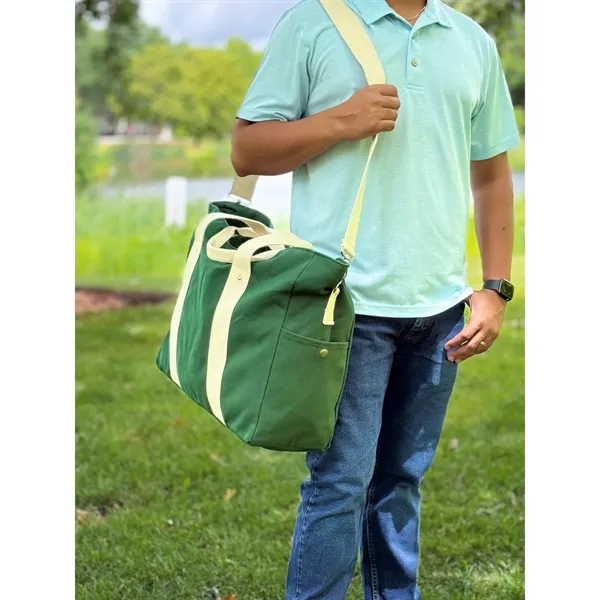 Heavy Duty 20 oz Canvas Travel Duffel Bag Weekender Green - Heavy Duty 20 oz Canvas Travel Duffel Bag Weekender Green - Image 7 of 8