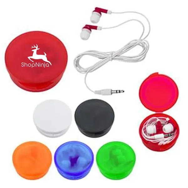 Handy Earbuds in a Round Plastic Case - Handy Earbuds in a Round Plastic Case - Image 0 of 9