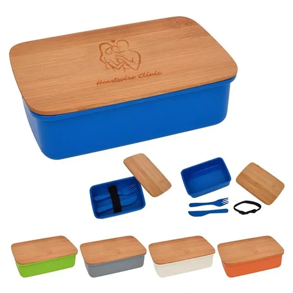 Wheat Lunch Set With Bamboo Lid - Wheat Lunch Set With Bamboo Lid - Image 0 of 4
