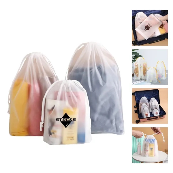 Multi Size Frosted Clear Drawstring Bag - Multi Size Frosted Clear Drawstring Bag - Image 1 of 1