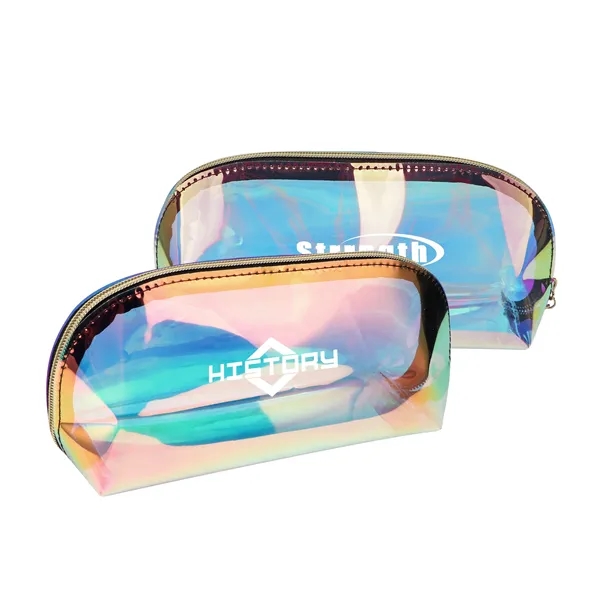 Clear TPU Holographic Makeup Bag With Zipper