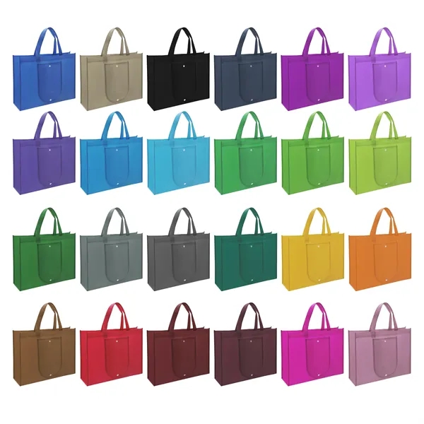 Non Woven Foldable Shopping Tote Bag W/ Snap Closure - Non Woven Foldable Shopping Tote Bag W/ Snap Closure - Image 1 of 4