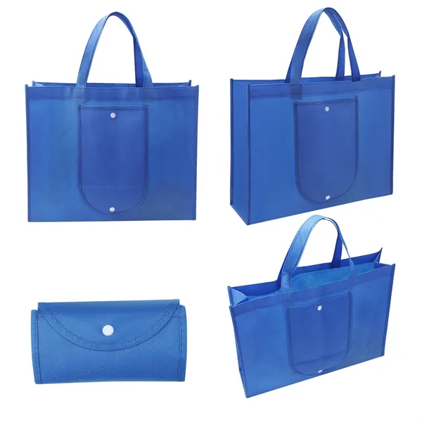 Non Woven Foldable Shopping Tote Bag W/ Snap Closure - Non Woven Foldable Shopping Tote Bag W/ Snap Closure - Image 2 of 4
