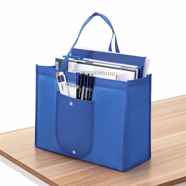 Non Woven Foldable Shopping Tote Bag W/ Snap Closure - Non Woven Foldable Shopping Tote Bag W/ Snap Closure - Image 4 of 4
