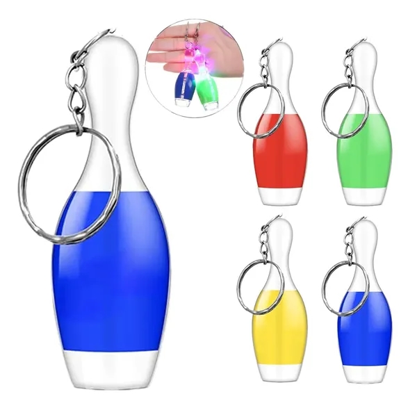 Colorful LED Flash Mini Bowling Pin Keychains - Colorful LED Flash Mini Bowling Pin Keychains - Image 0 of 4