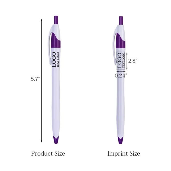 White Retractable Pen with Colored Trim - White Retractable Pen with Colored Trim - Image 2 of 8