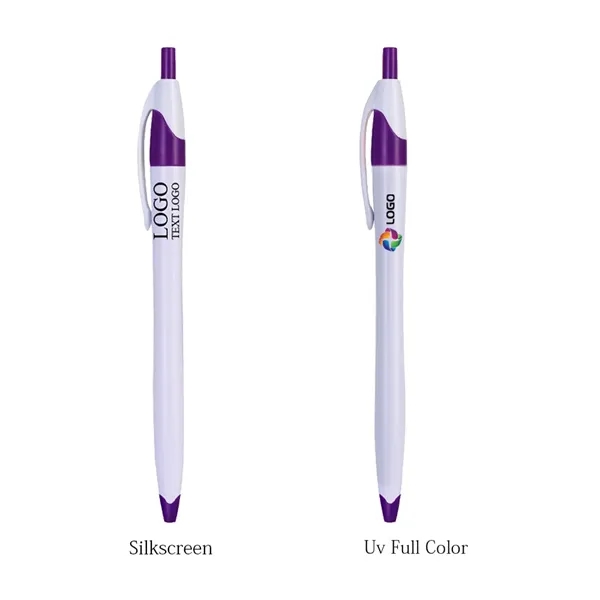 White Retractable Pen with Colored Trim - White Retractable Pen with Colored Trim - Image 3 of 8