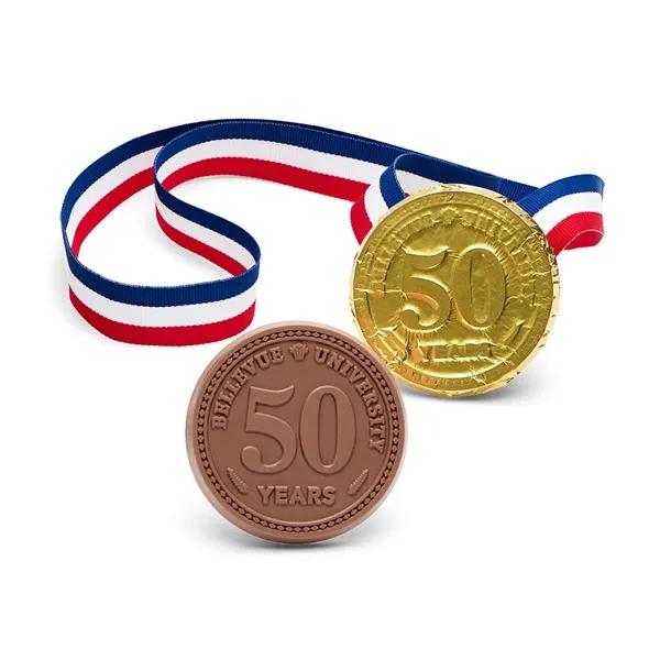 Premium Custom Chocolate Medal with Ribbon