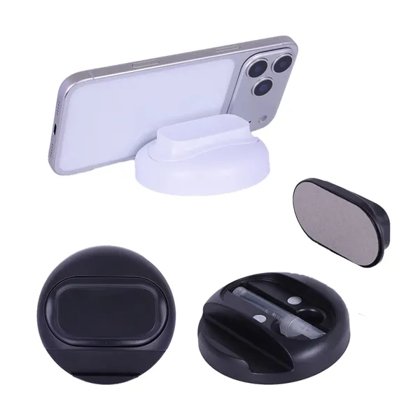 Asana Phone Stand with Built-In Screen Cleaner & Spray