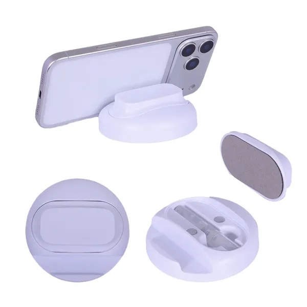Asana Phone Stand with Built-In Screen Cleaner & Spray