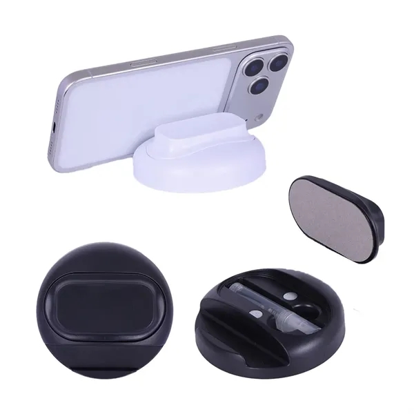 Asana Phone Stand with Built-In Screen Cleaner & Spray