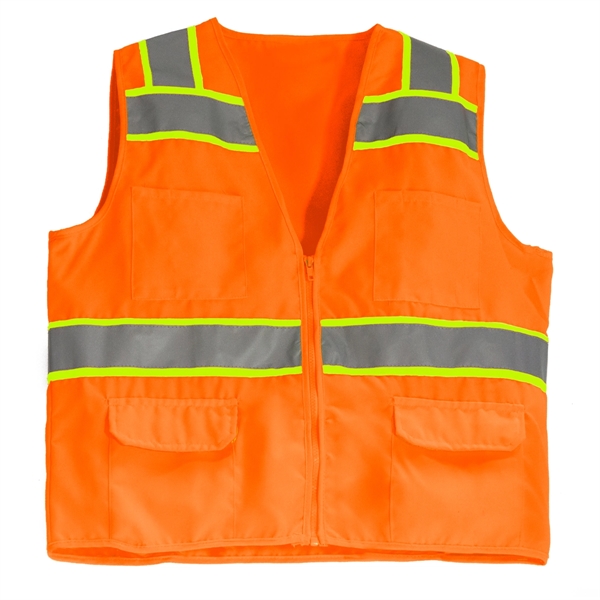 Deluxe Solid Twill 6 Pocket Safety Orange Vest - Deluxe Solid Twill 6 Pocket Safety Orange Vest - Image 0 of 1