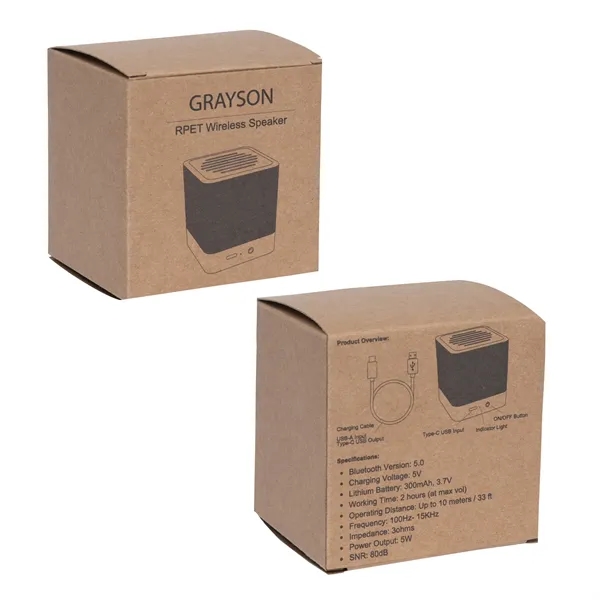 Grayson 5W RPET & Cork Wireless Speaker - Grayson 5W RPET & Cork Wireless Speaker - Image 17 of 17