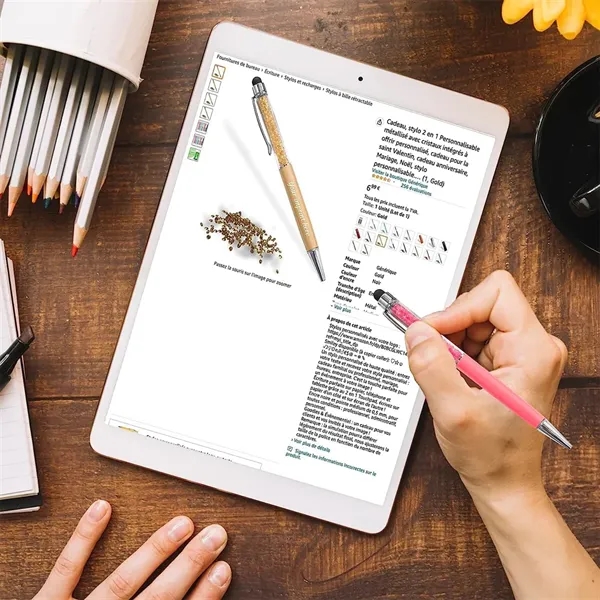 Crystal Ballpoint Pens with Stylus Tip - Crystal Ballpoint Pens with Stylus Tip - Image 1 of 3