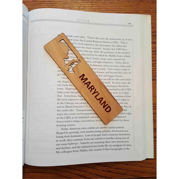 1.5" x 6" - Maryland Engraved Hardwood Bookmarks - USA-Made