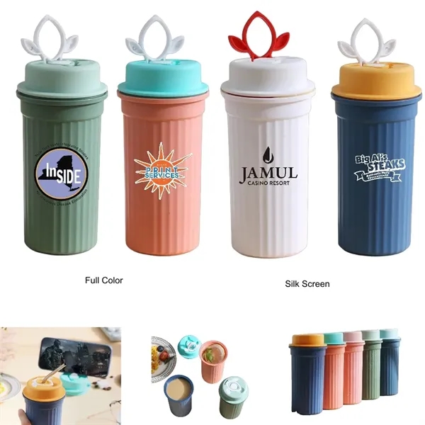 12 oz Leak-Resistant Plastic Travel Mug with Phone Stand Lid - 12 oz Leak-Resistant Plastic Travel Mug with Phone Stand Lid - Image 0 of 12