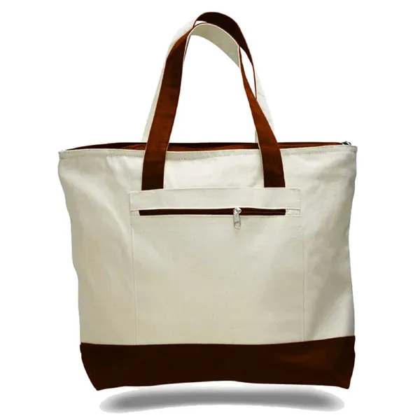 Canvas Zipper Tote Bag 18" W x 14" H w/4.5" Gusset - Canvas Zipper Tote Bag 18" W x 14" H w/4.5" Gusset - Image 6 of 14