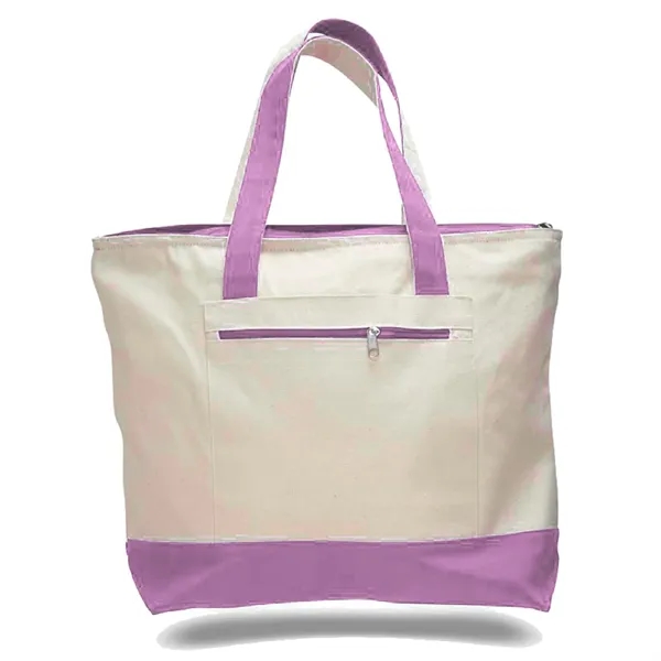 Canvas Zipper Tote Bag 18" W x 14" H w/4.5" Gusset - Canvas Zipper Tote Bag 18" W x 14" H w/4.5" Gusset - Image 7 of 14