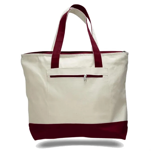 Canvas Zipper Tote Bag 18" W x 14" H w/4.5" Gusset - Canvas Zipper Tote Bag 18" W x 14" H w/4.5" Gusset - Image 9 of 14