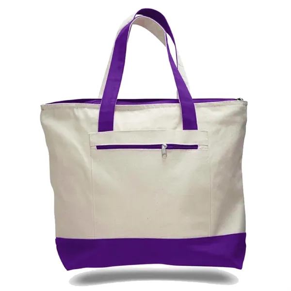 Canvas Zipper Tote Bag 18" W x 14" H w/4.5" Gusset - Canvas Zipper Tote Bag 18" W x 14" H w/4.5" Gusset - Image 12 of 14