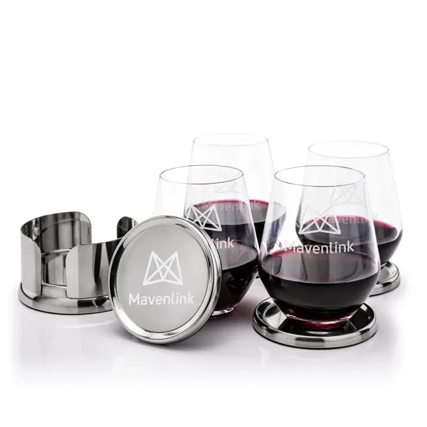 Baldoni Coasters & Reina Stemless Wine Set