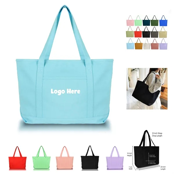 12 Oz. Reusable Large Canvas Tote Bag - 12 Oz. Reusable Large Canvas Tote Bag - Image 0 of 8