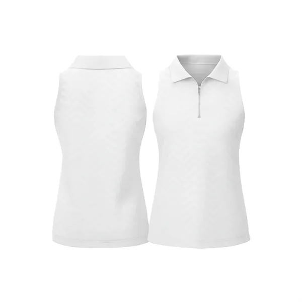 Women's Sleeveless Sublimated Polo Shirt with Zipper - Women's Sleeveless Sublimated Polo Shirt with Zipper - Image 1 of 1