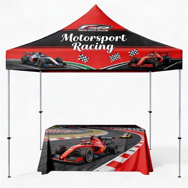 10' Heavy Duty  Canopy Tent w/ 6ft Table Cover (Full Color) - 10' Heavy Duty  Canopy Tent w/ 6ft Table Cover (Full Color) - Image 0 of 4