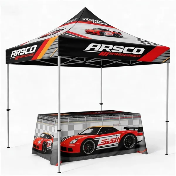 10' Heavy Duty  Canopy Tent w/ 6ft Table Cover (Full Color) - 10' Heavy Duty  Canopy Tent w/ 6ft Table Cover (Full Color) - Image 4 of 4