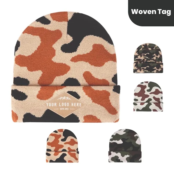 Personalized Camouflage Cuffed Beanie for Unisex - Personalized Camouflage Cuffed Beanie for Unisex - Image 1 of 5