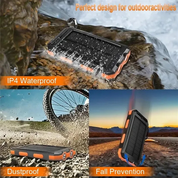 Solar Power Bank 10000mAh Waterproof with Light & Compass - Solar Power Bank 10000mAh Waterproof with Light & Compass - Image 1 of 6