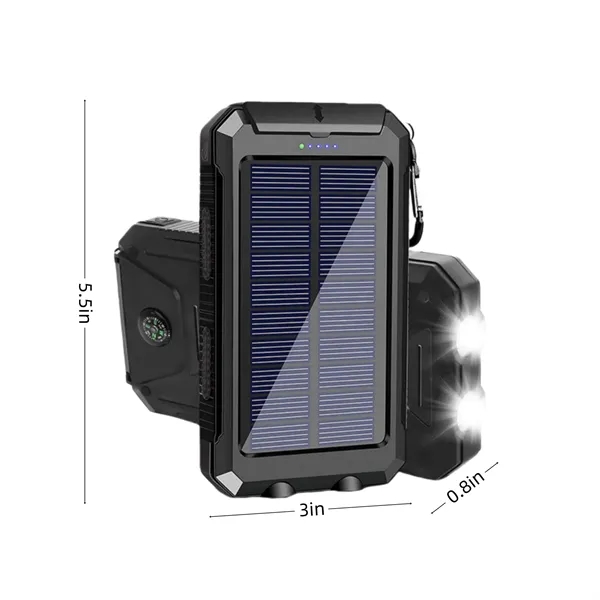 Solar Power Bank 10000mAh Waterproof with Light & Compass - Solar Power Bank 10000mAh Waterproof with Light & Compass - Image 2 of 6
