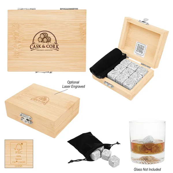 Whiskey Ice Cubes in FSC® Bamboo Box