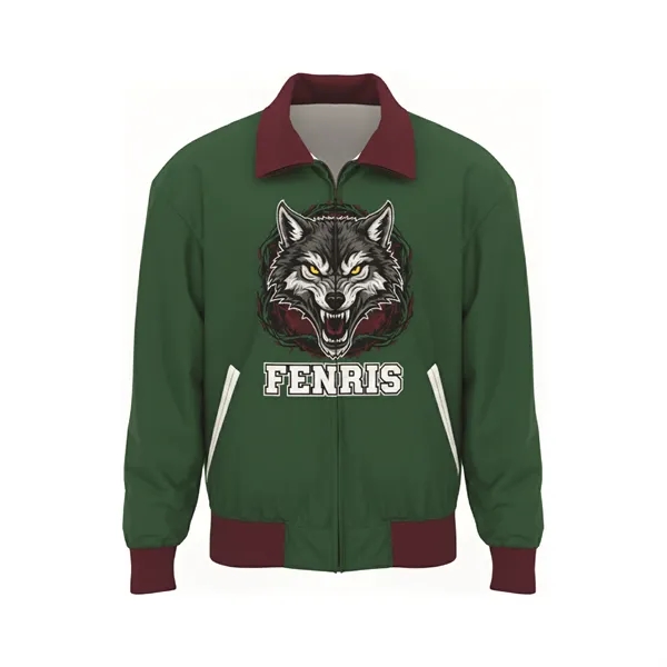 Dye Sublimated Men's Fold Down Collar Varsity Jacket - Dye Sublimated Men's Fold Down Collar Varsity Jacket - Image 1 of 4