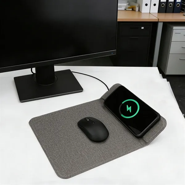 2 in 1 10W Wireless Charging Mouse Pad Phone Stand - 2 in 1 10W Wireless Charging Mouse Pad Phone Stand - Image 4 of 4