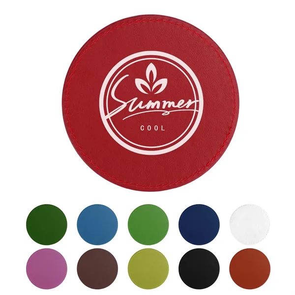 Double Side 4" Round PU Leather Coaster For Drinks - Double Side 4" Round PU Leather Coaster For Drinks - Image 0 of 3