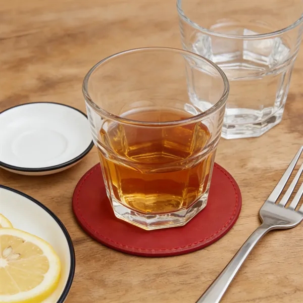 Double Side 4" Round PU Leather Coaster For Drinks - Double Side 4" Round PU Leather Coaster For Drinks - Image 3 of 3