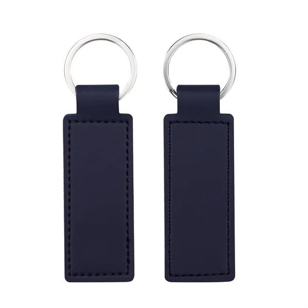 Rectangular PU Leather Keychain  Fob W/ Metal Ring - Rectangular PU Leather Keychain  Fob W/ Metal Ring - Image 2 of 4